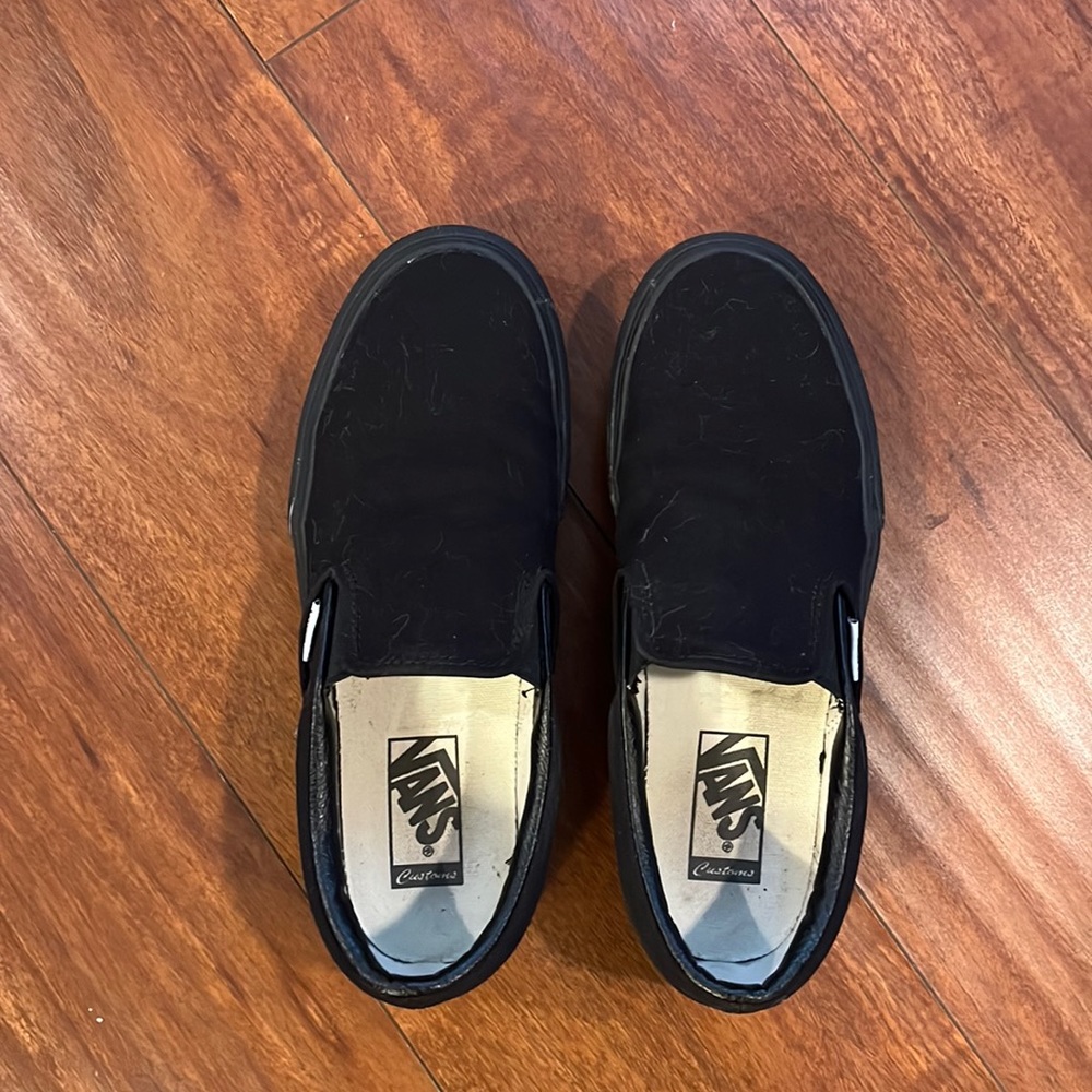 Size 8.5 all black platform vans. Barely worn.